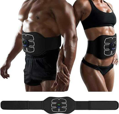 Black and green abdominal toning belt with six training modes for home ABS muscle stimulation