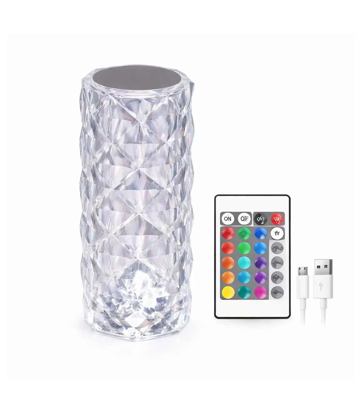 LED crystal table lamp with diamond-like ambient light and compact modern design