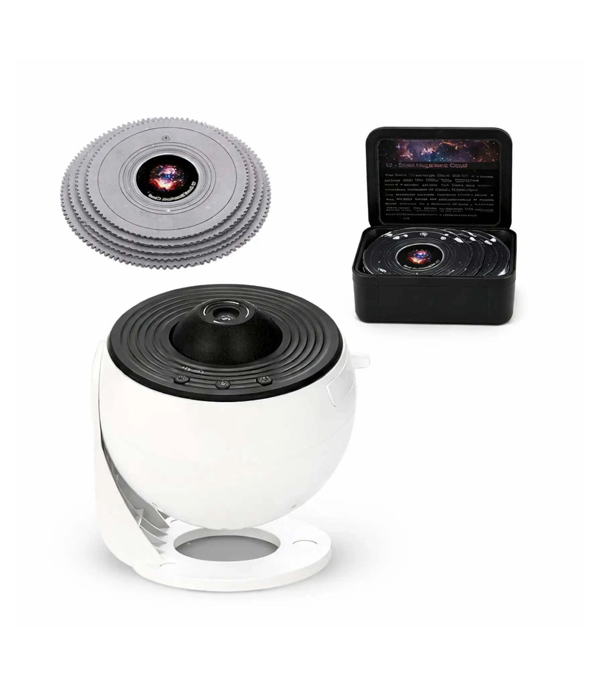 12-in-1 Planetarium Projector displaying 4K HD galaxy scenes with adjustable focus and 360° rotation for walls and ceilings
